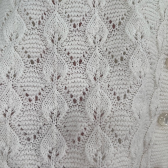 BJ by Billie Jo Vintage 60s/70s White Textured Cardigan Sweater - Picture 7 of 11